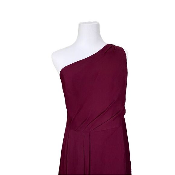 David's Bridal Crinkle Chiffon One Shoulder Burgundy Cocktail Dress Wedding 12 - Picture 3 of 12
